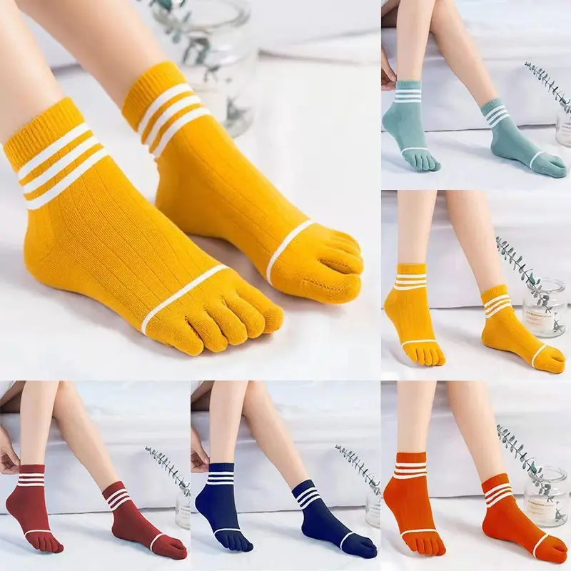 

Five pairs of five-finger socks women's pure cotton medium tube sub-toe socks spring and autumn