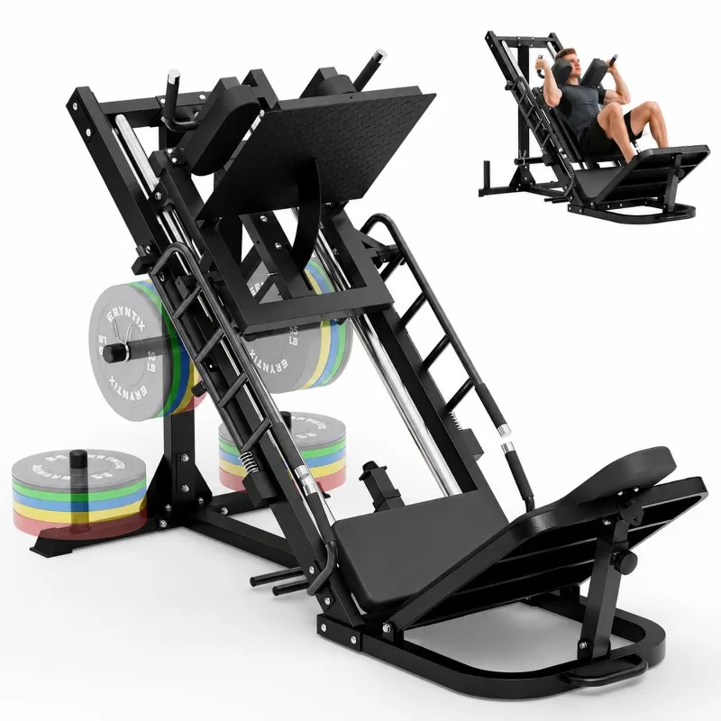 Leg Press Hack Squat Machine Combo, 45° Leg Exercise Machine ,Lower Body Special with Weight Storage for Quads
