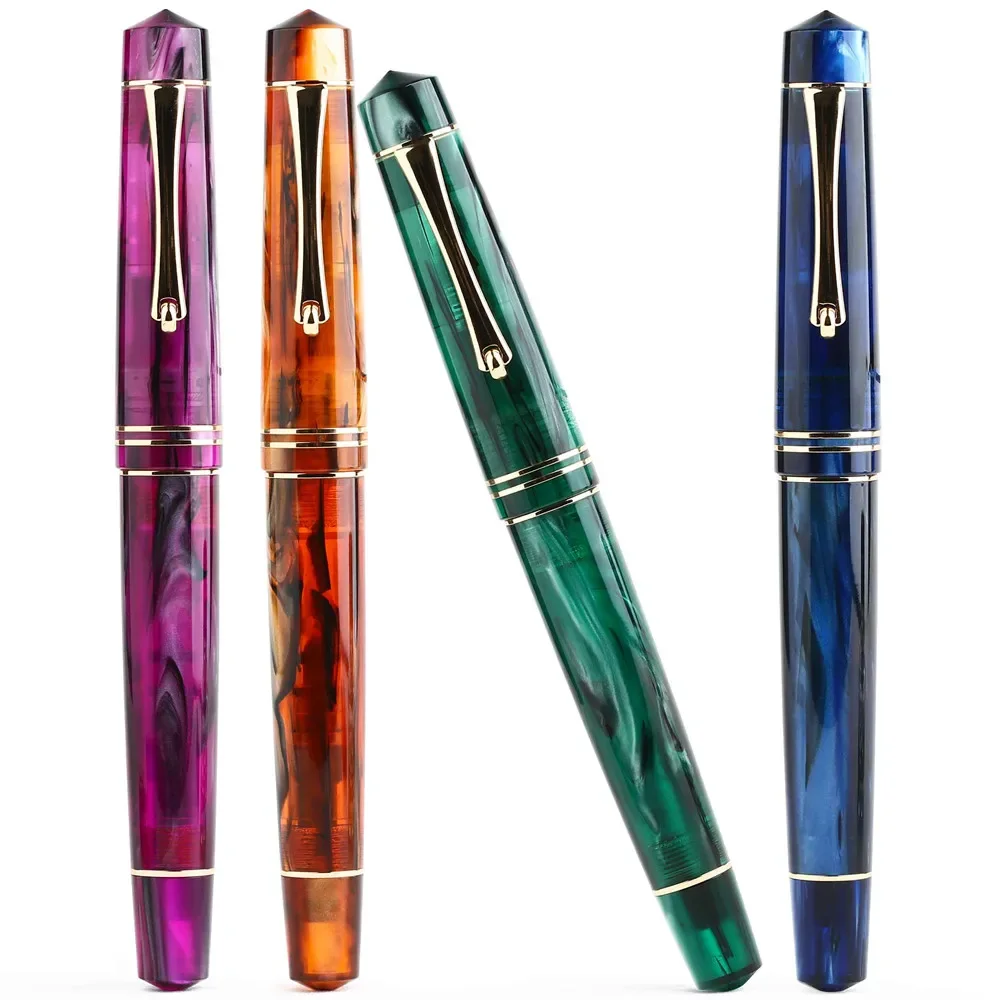 MAJOHN 800 Resin Fountain Pen No. 6 BOCK Nib / MAJOHN Nib with Converter Golden Clip Beautiful Office Business Writing Pen