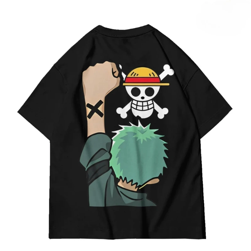 

Japanese Anime ONE PIECE Zoro Adventure Men's Cotton T-shirt Summer New Men's and Women's Streetwear