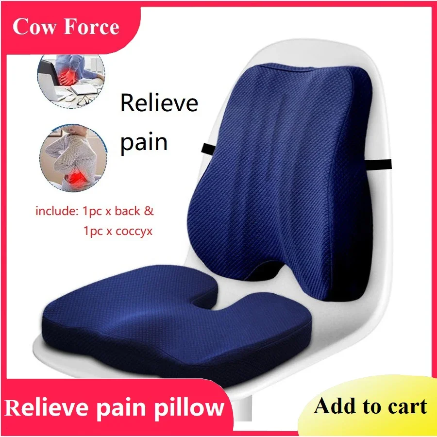 2 Pcs Chair Pillow Orthopedic Cushion for Seat Lumbar Backrest Cushion Plaid Memory Foam Lumbar Pillow Relief Low Back Pain