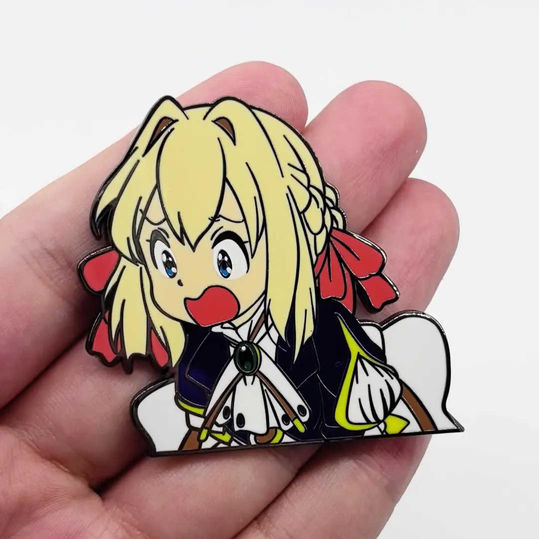 Violet Cute Cartoon Metal Badge Anime Sister Violet Evergarden Brooch Pins