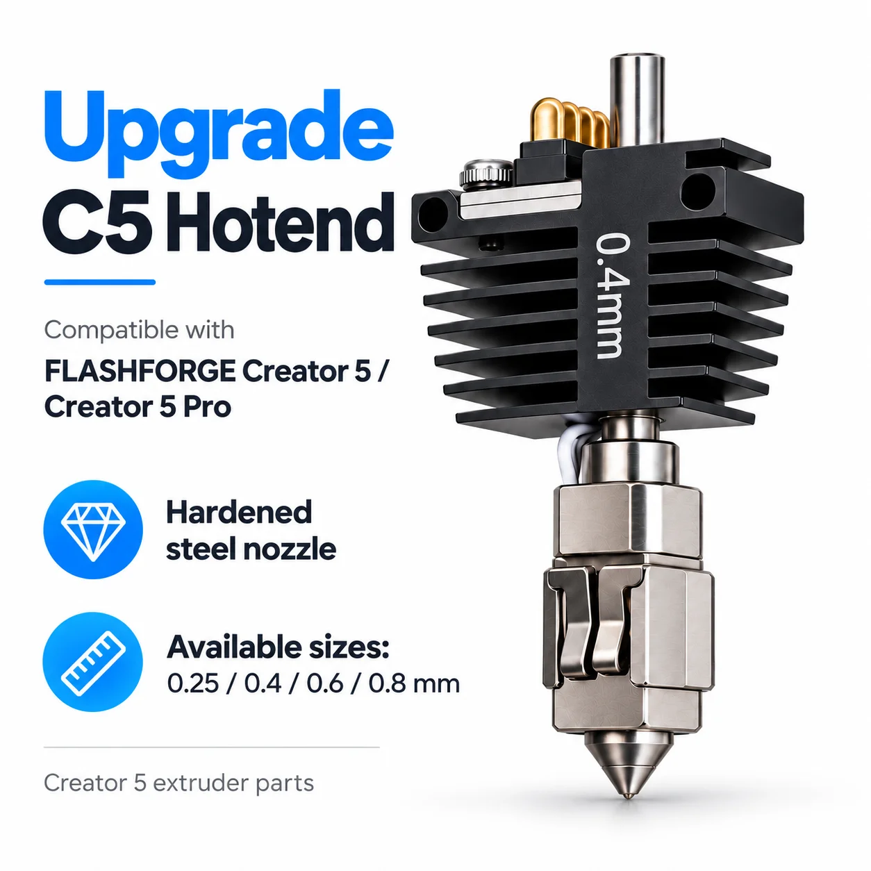 Upgrade Hotend Assembly For Flashforge Creator 5 Creator 5 Pro C5 Pro 0.25 0.4 0.6 0.8mm Quick-Swap Nozzle With Brush 3D Printin 2