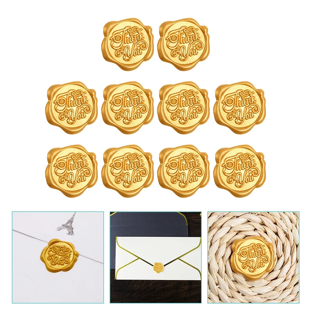 10 Pcs Stickers Sealing Envelope Lacquer Three-dimensional Invitation Golden Wedding