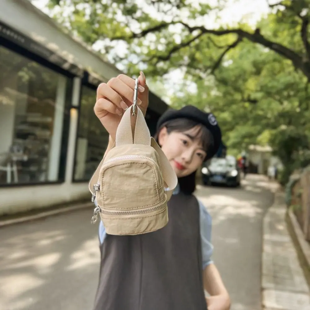 Fashion Solid Color Nylon Mini Backpack Sling Hanging Small Wallet Mini Handbag Korean Style Bag Pendant Key Bag
