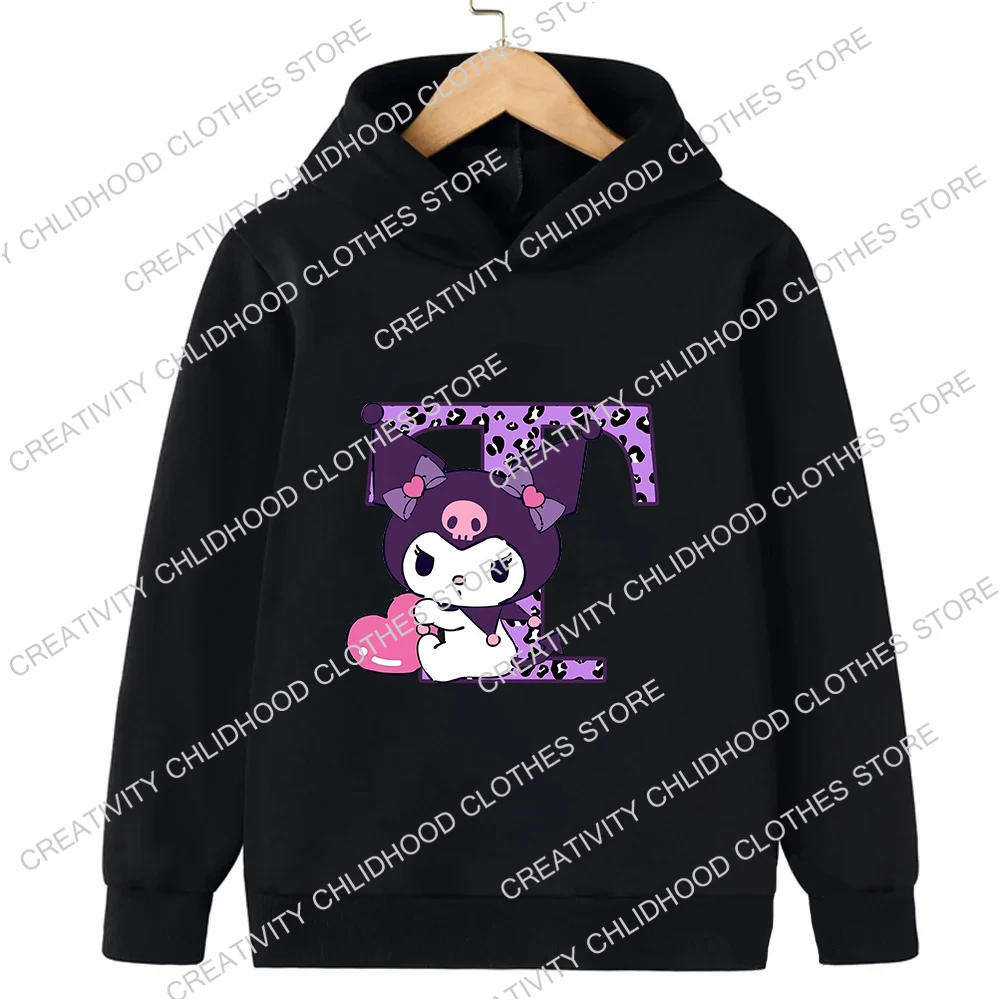 Kuromis Letter A B C Children Hoodies Name Combination Sweatshirt Kawaii Pullover Anime Cartoons Casual Clothes Girl Boy Kid Top