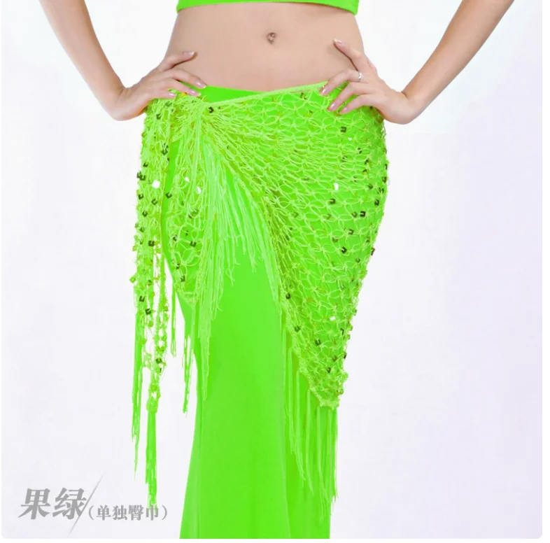 1pcs/lot woman belly dancing Triangular Shawl Wrap Hip Scarf Dancewear solid sequin hip scarf