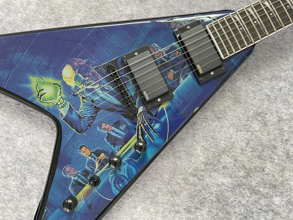 

Shaped V Dovetail Flying Electric Guitar, Rosewood Fingerboard，Active Pickup, High Quality guitar, In Stock, Fast Shipping