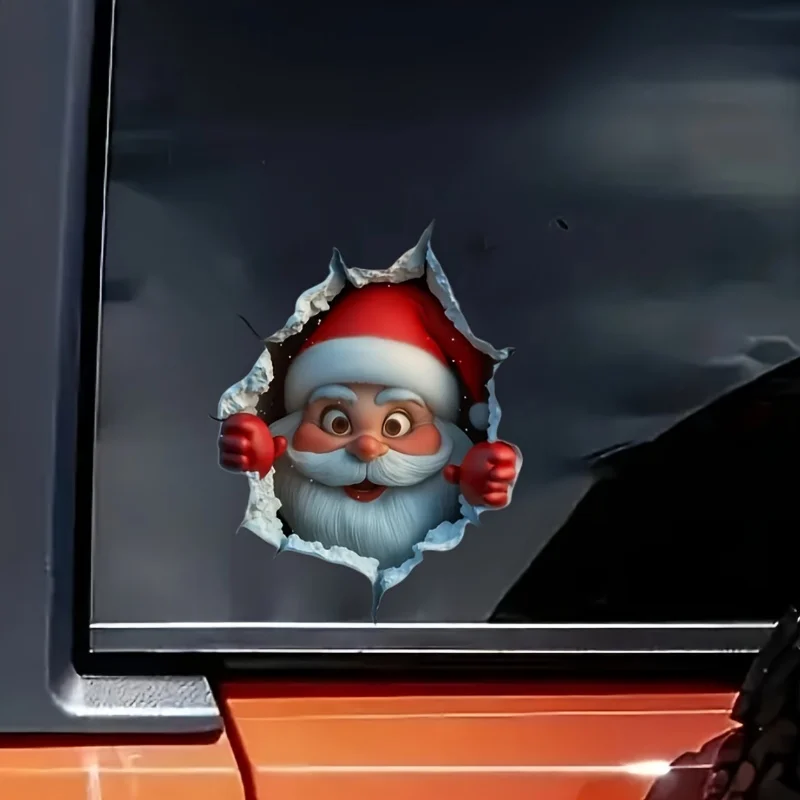 

3D Santa Claus Wall Stickers, 3D Stereo Effect Decals - Ideal for Holiday Home & Living Space Decoration