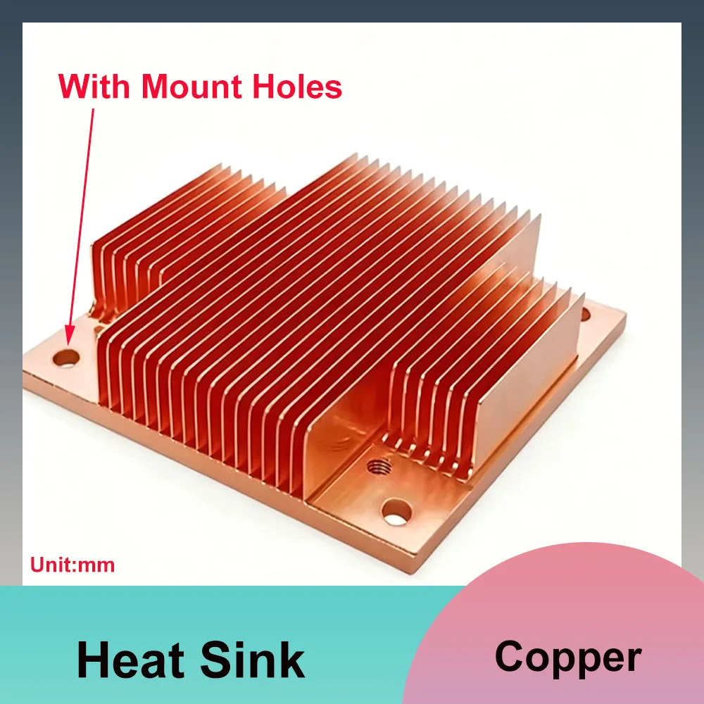 1Pcs  With Mount Holes Width 40-90mm Pure Copper Heat Sink Block Semiconductor Refrigeration Laser Hard Disk Cooling Heat Sink