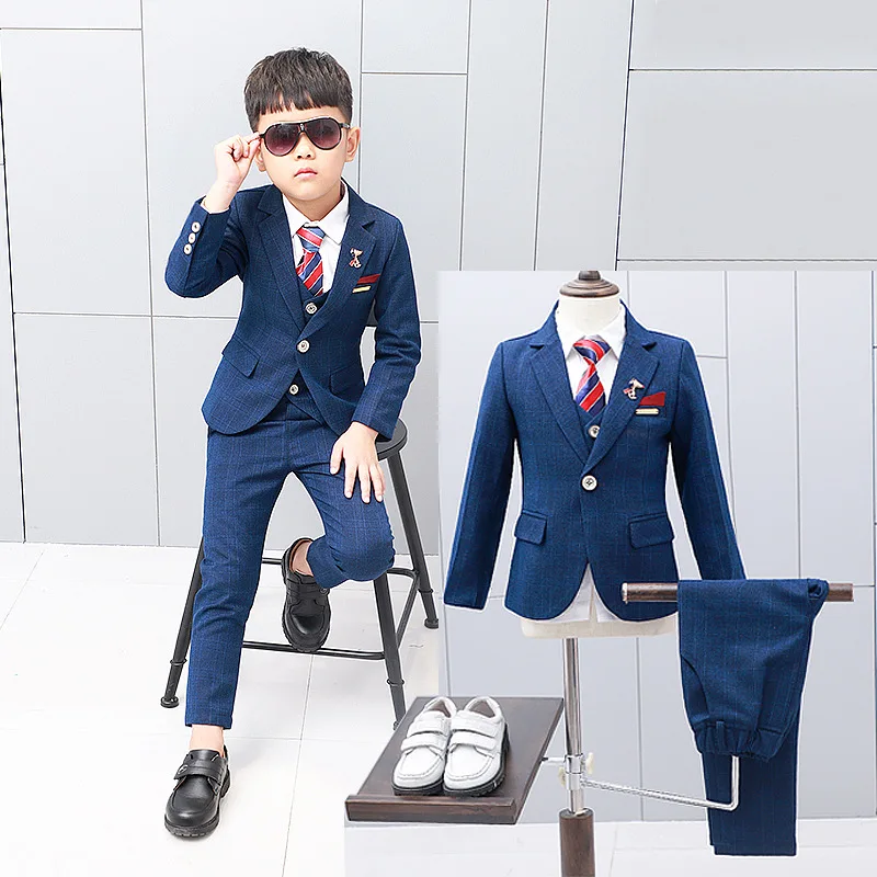 Kids Graduation Costume Baby Boys New Year Photography Suit Teenager Party Modeling Wedding Tuxedo Full Dress Set