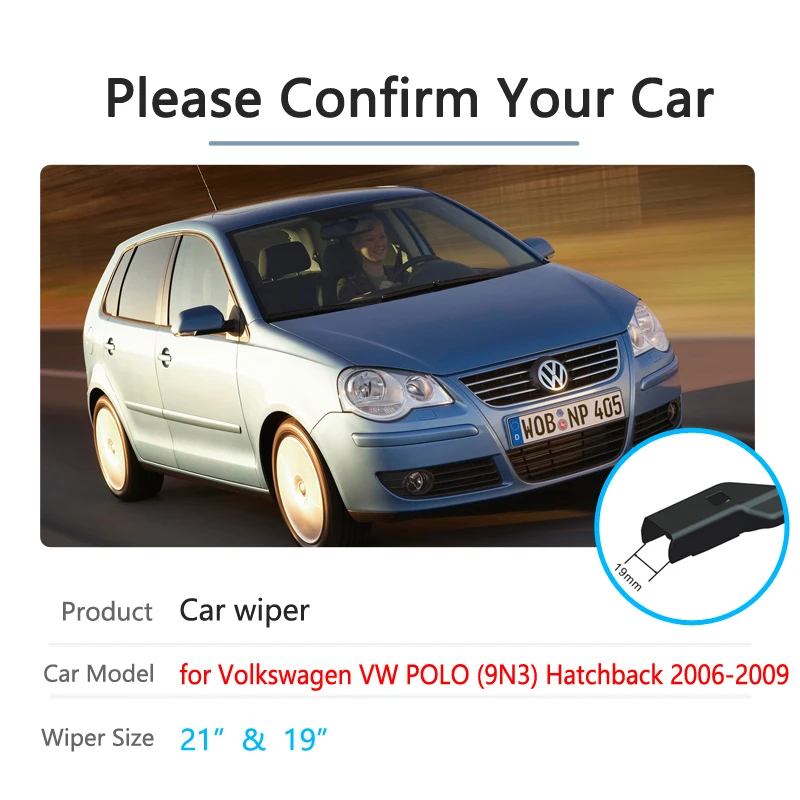 Car Wiper Blades for Volkswagen VW POLO Hatchback MK4 2006 2007 2008 2009 9N3 Front Windscreen Windshield Brush Car Accessories