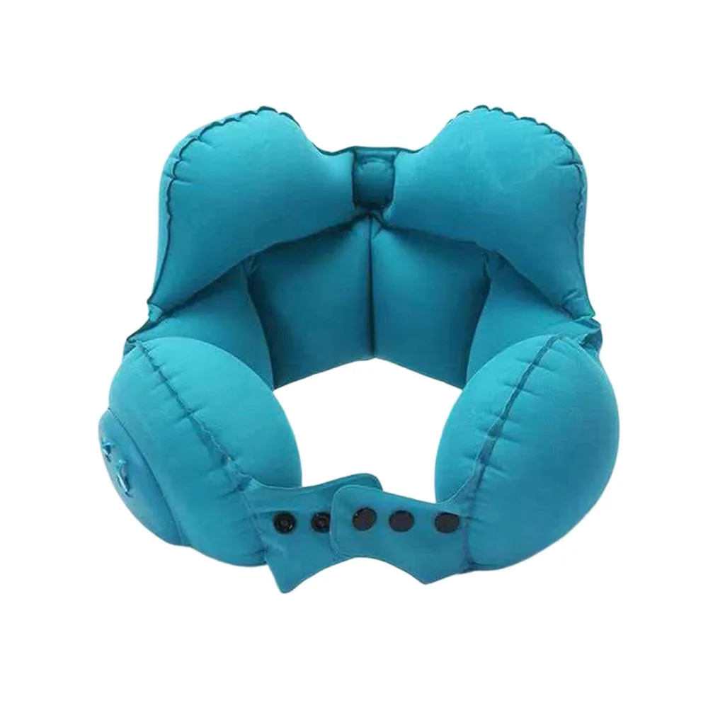 Adjustable Inflatable Neck Pillow Ergonomic Foldable U Shaped Pillow Relieve Neck Pressure Not Crooked Airplane Neck Pillow