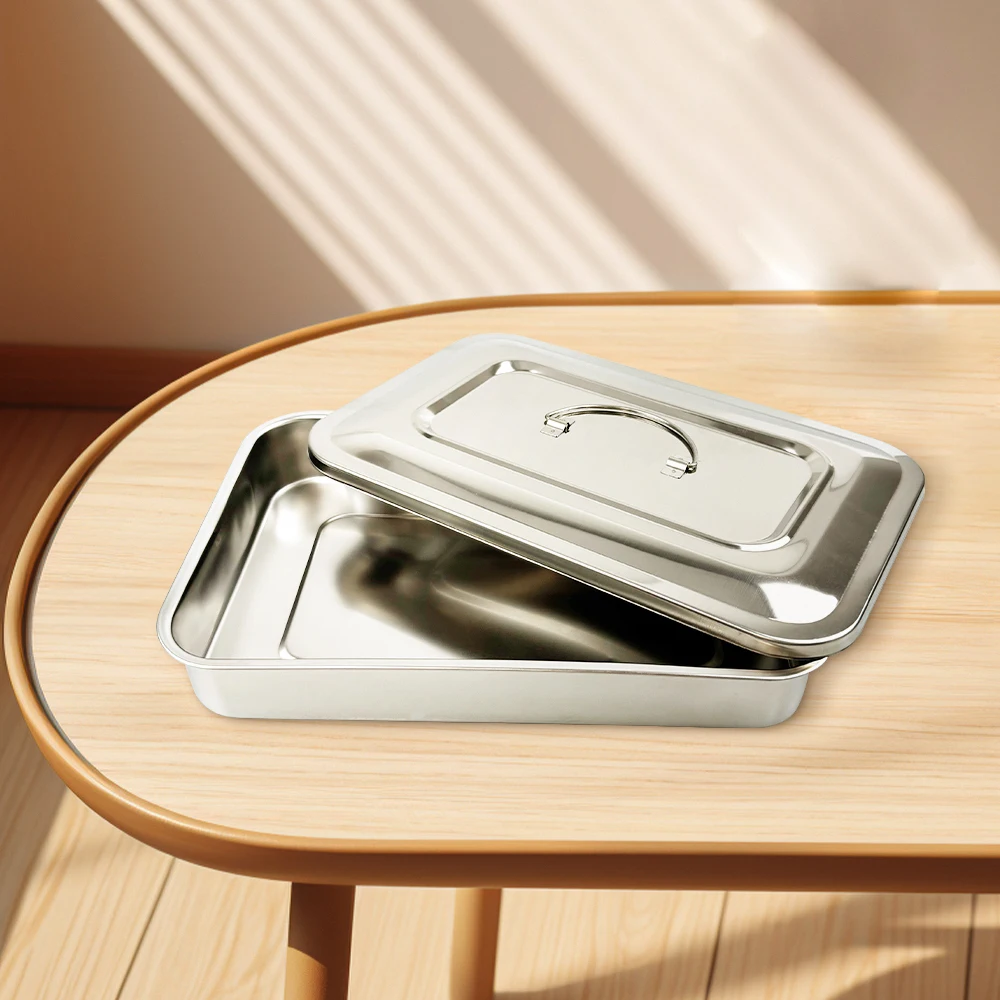 

Dental Tray With Lid Stainless Steel Disinfection Box Dental Medical Tool Nail Tattoo Dental Medical Device Supplies Tray Dish