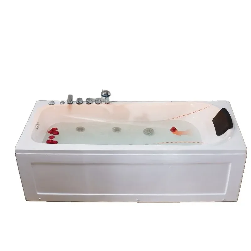Freestanding Skirted Bathtub Thermostatic Massage Soaking Tub for Adults Elderly Home Hotel Small Space Compact Design
