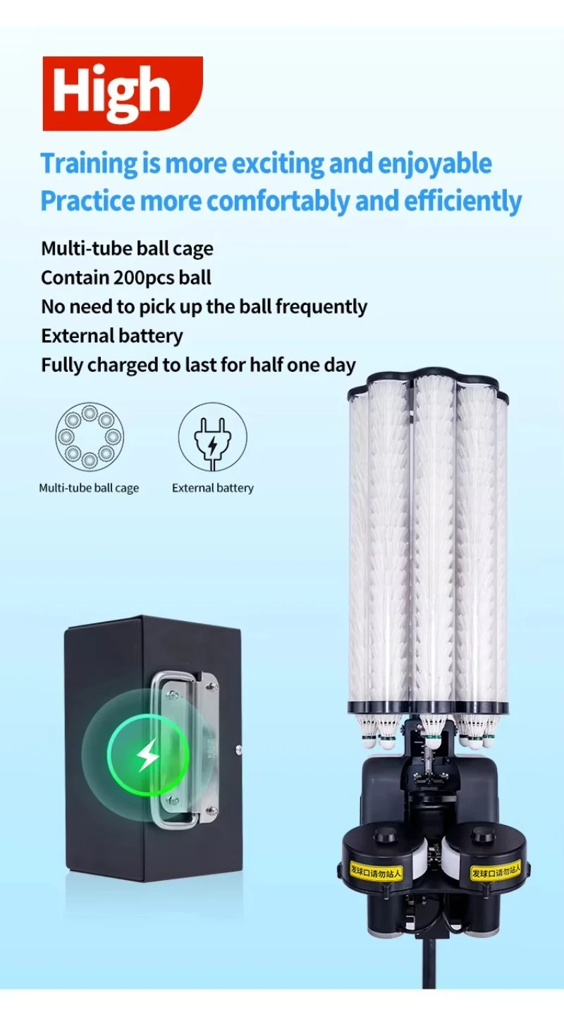 New Arrival APP Control Badminton Shooting Machine SIBOASI B7 Full Function Badminton Training Machine Feeder for Sale