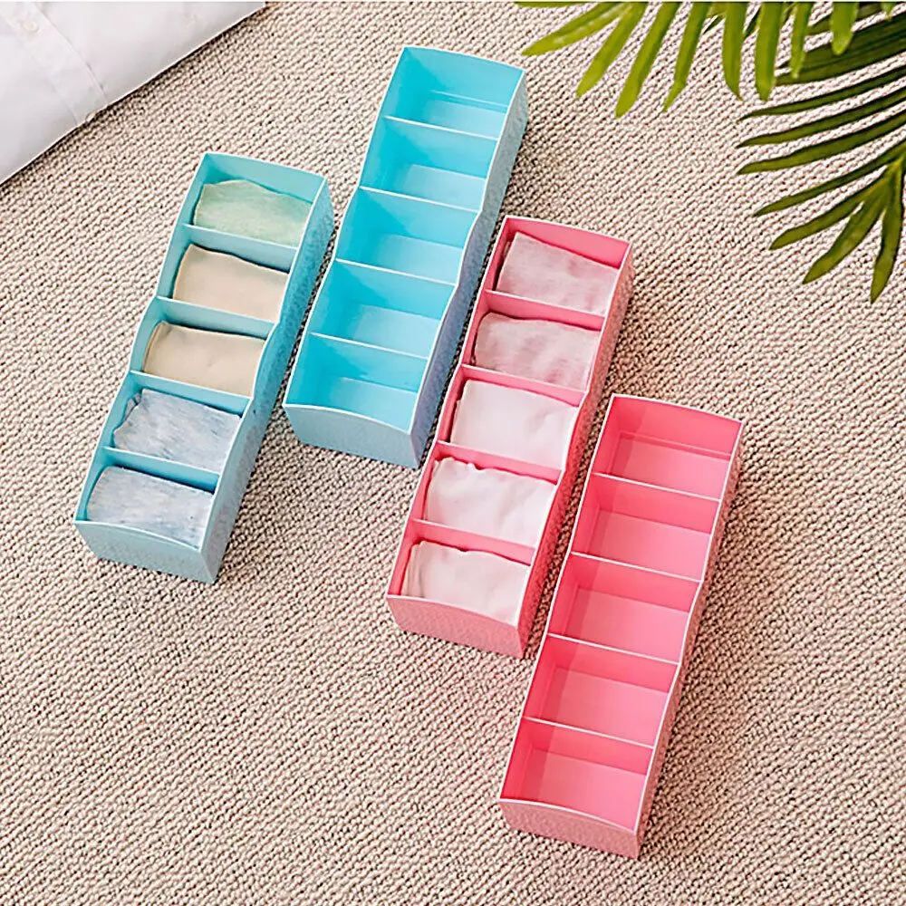 Five Grid Sundries Storage Box Multifunctional Stackable Storage Container Drawer Divider Box PP Household Underwear Socks