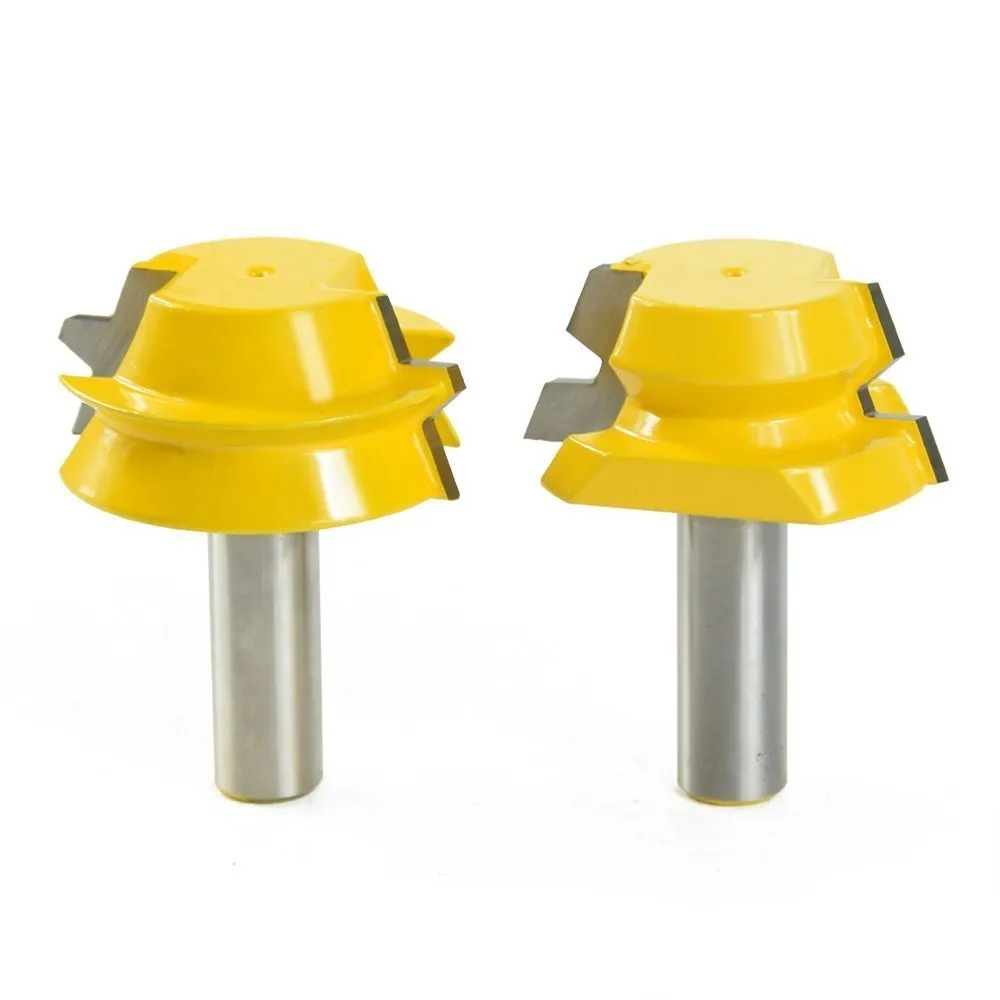 CMCP 2pcs 22.5 Degrees Lock Miter Router Bit 1/2 Shank Carbide Tenon Cutter Woodworking Milling Cutter