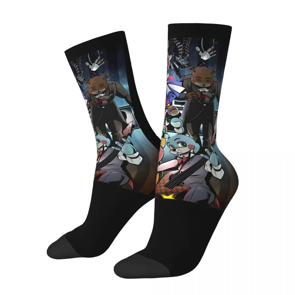 Hip Hop Retro Rock Style Crazy Men's compression Socks Unisex FNAF Harajuku Pattern Printed Funny Novelty Crew Sock Boys Gift