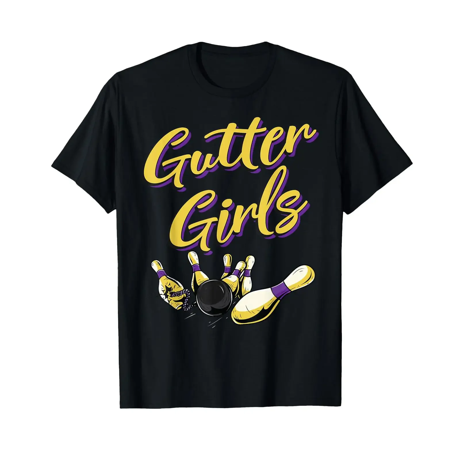 Gutter Girls Funny Women Bowling Team Name T Shirt vintage Washed Slightly streetwear homme Breathable Soft fashion Unisex