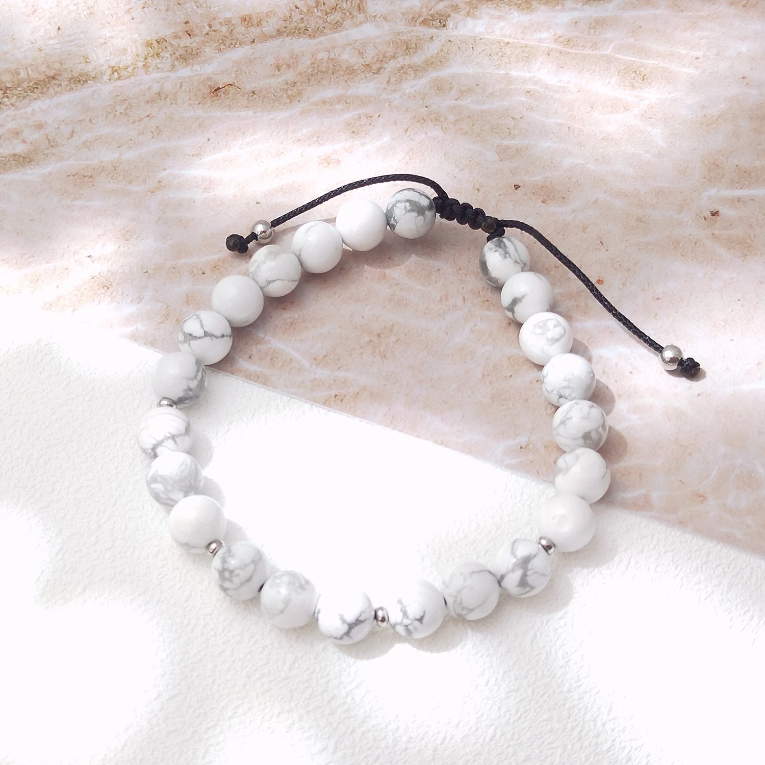 

Lii Ji Howlite натуральный камень 8 мм регулируемый браслет для мужских украшений
