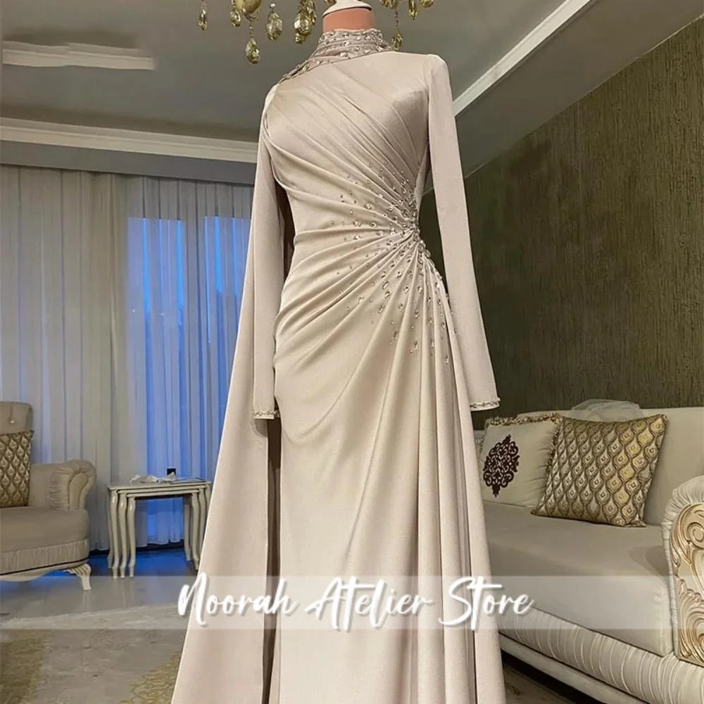 Элегантное платье для выпускного вечера с высоким воротом и длинными рукавами, шаль для выпускного вечера, блестящее вечернее платье со стразами для женщин, robe de bal, по индивидуальному заказу