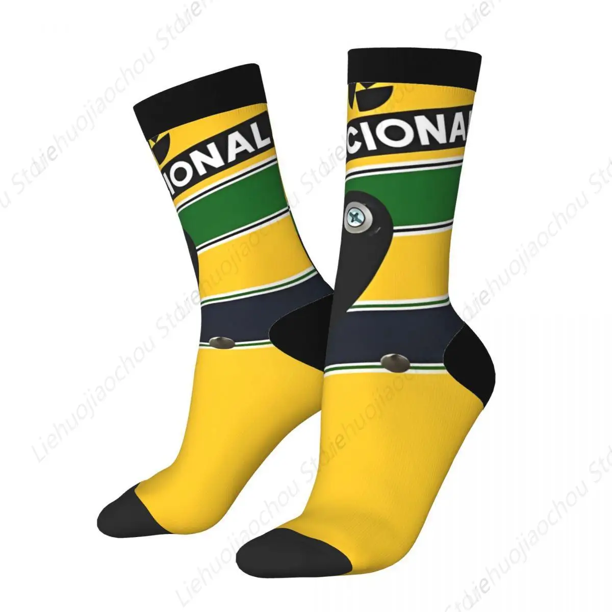 Senna Helmet Ayrton Socks Men Women Funny Happy Racing Cars Motorcycle Socks Harajuku Spring Summer Autumn Winter Socks Gifts