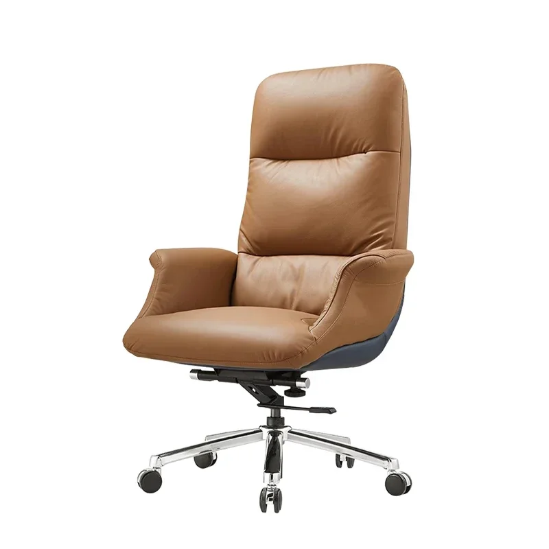 Computer Chair, Business Light Luxury Boss Chair, Comfortable Sitting Conference Chair, Backrest Leather Chair