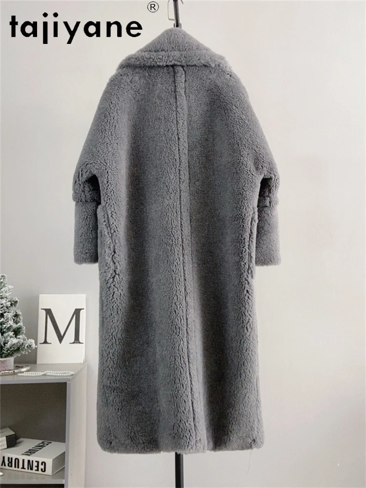 TAJIYANE 71,9 % Wolle + 15,7 % Kamel-Kaschmir-Mäntel für Damen, graue lange Schafschur-Jacke, hochwertige Winterkleidung 2012.