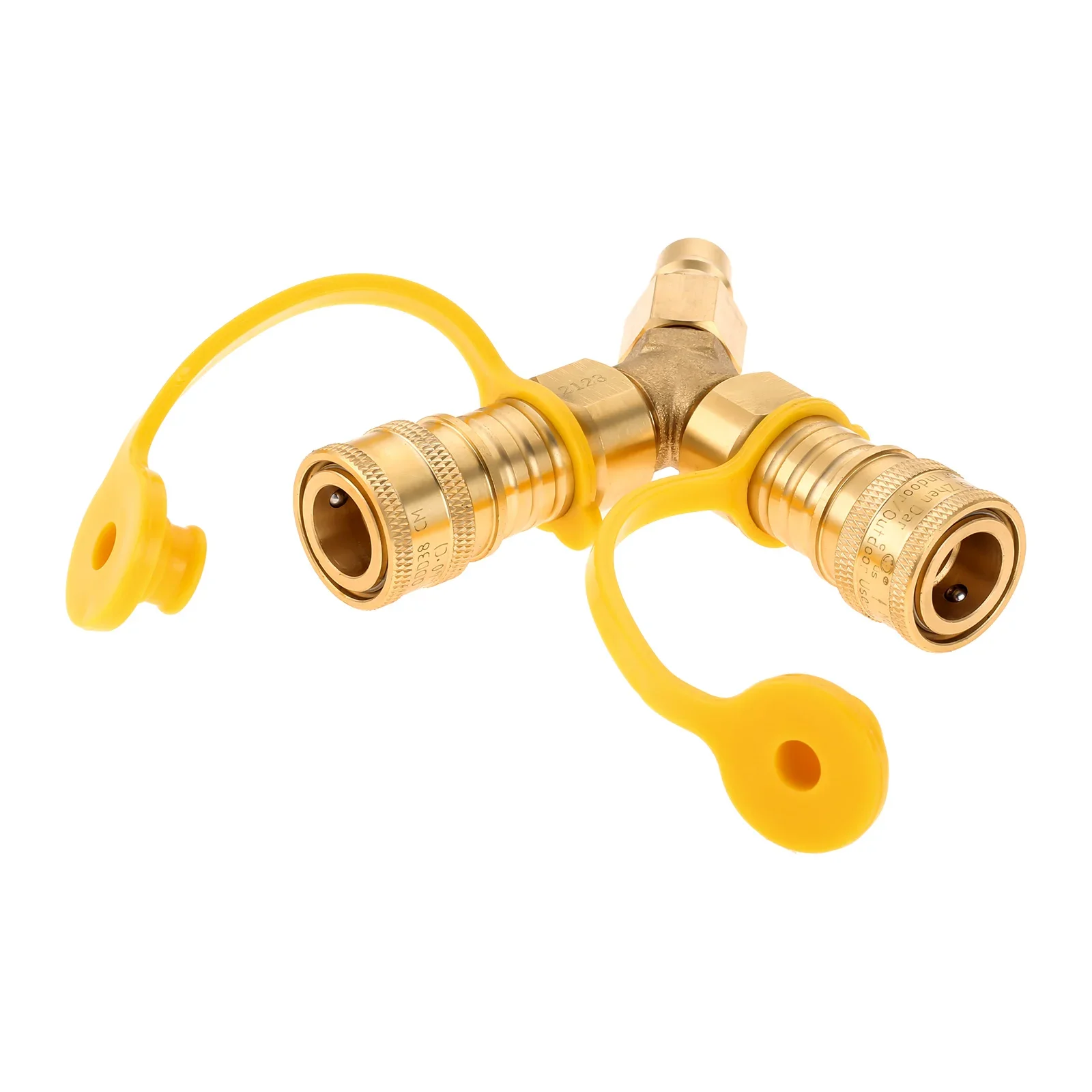 2-Way Propane Y-Splitter Quick Connect 3/8In Natural Gas Connector & Valve Solid Brass Fits Two Appliances Simultaneously Grills