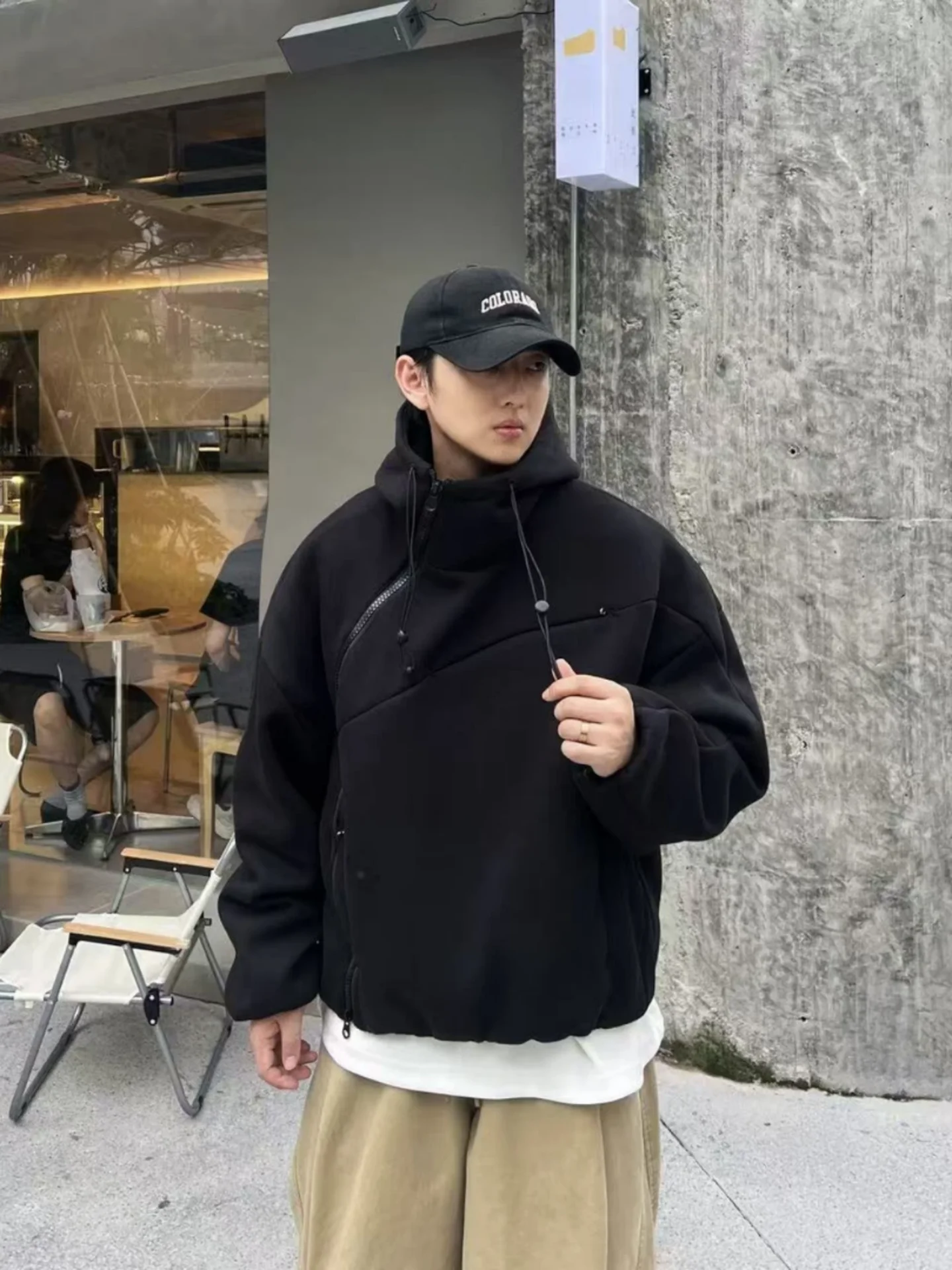 

Men's Faion Heavyweight Hoodie Jaet Zipper ket Design Casual Versatile Autumn Outdoor Windproof Stand Fit Long Sve