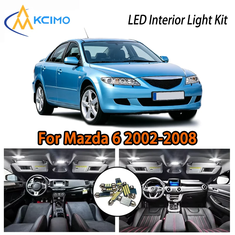 

Новые светодиодные лампы для Mazda 6 2002-2008, белый и ледяной синий цвета, суперяркие, для интерьера.