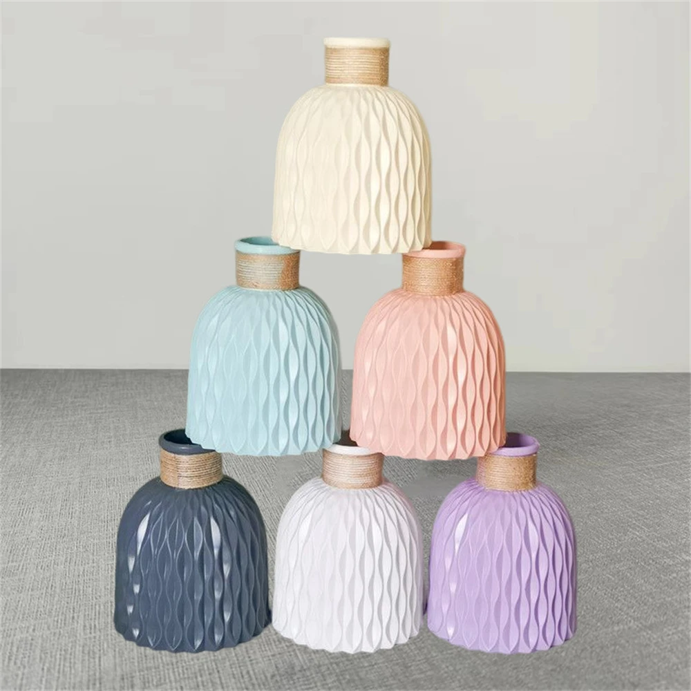 Modern Flower Vase Imitation Ceramic Flower Pot Decoration Home Plastic Vase Flower Arrangement Nordic Style Home Decoration