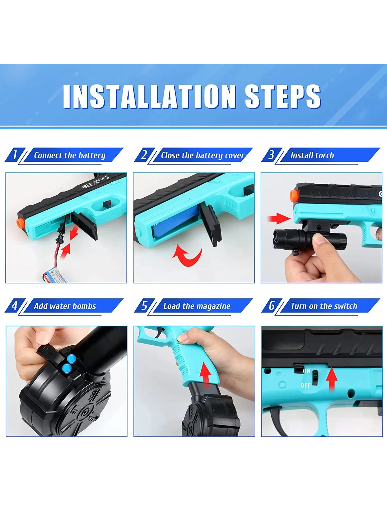 電動と手動のモードと3つのマガジンを備えたジェルボールトイピストル。ホリデーギフトに最適（弾丸なし）