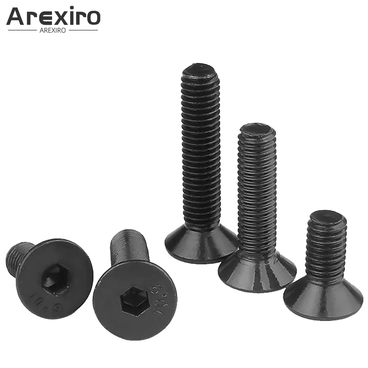 20Pcs Grade 10.9 Carbon Steel M4x8/10/12/14/16/18/20/25/30/35/40/45/50mm Flat Head Hex Allen Socket Screw Bolts