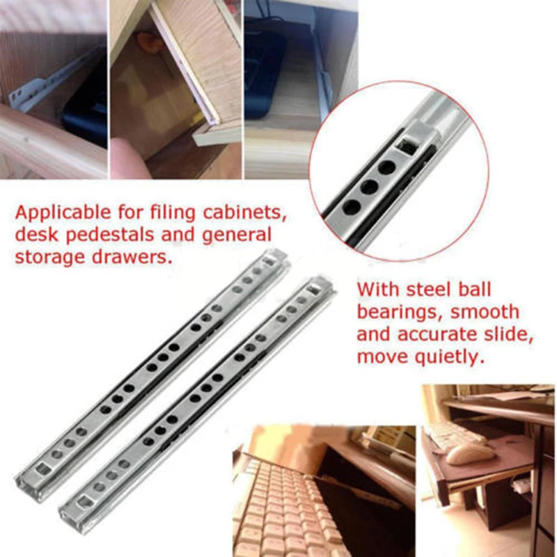 

2PCS Drawer Slides Kitchen Cupboard Drawer Slides Furniture Guide Rail Stainless Steel 2-Section Cabinet Slide Hardware