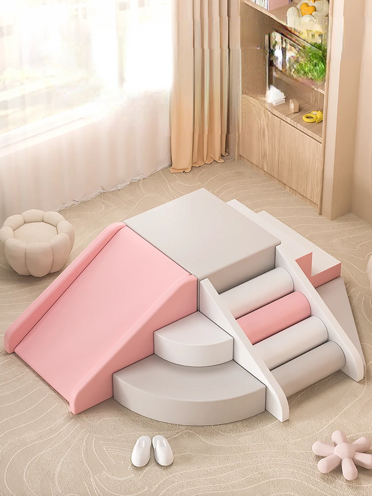 Morbida combinazione di arrampicata e scorrimento scaletta da arrampicata per allenamento sensoriale per bambini che gattona la scala della borsa morbida per bambini presto