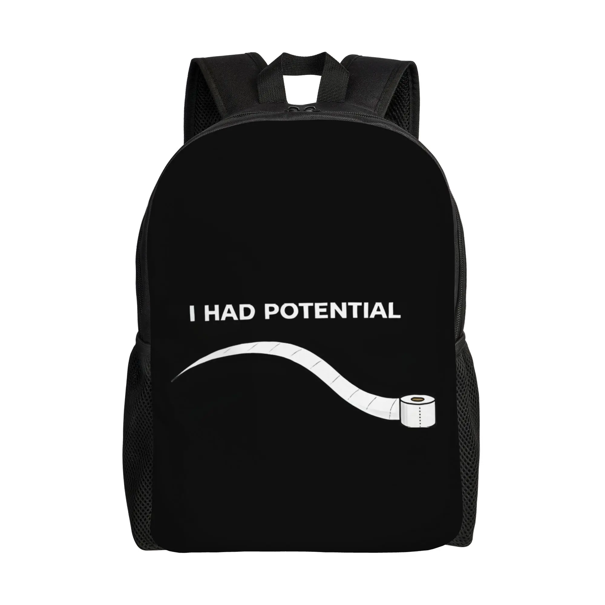 Harajuku Design I Had Potential Toilet Paper Meme Dark Humor Minimalist Storage Bag  For Women Handbag Backpack