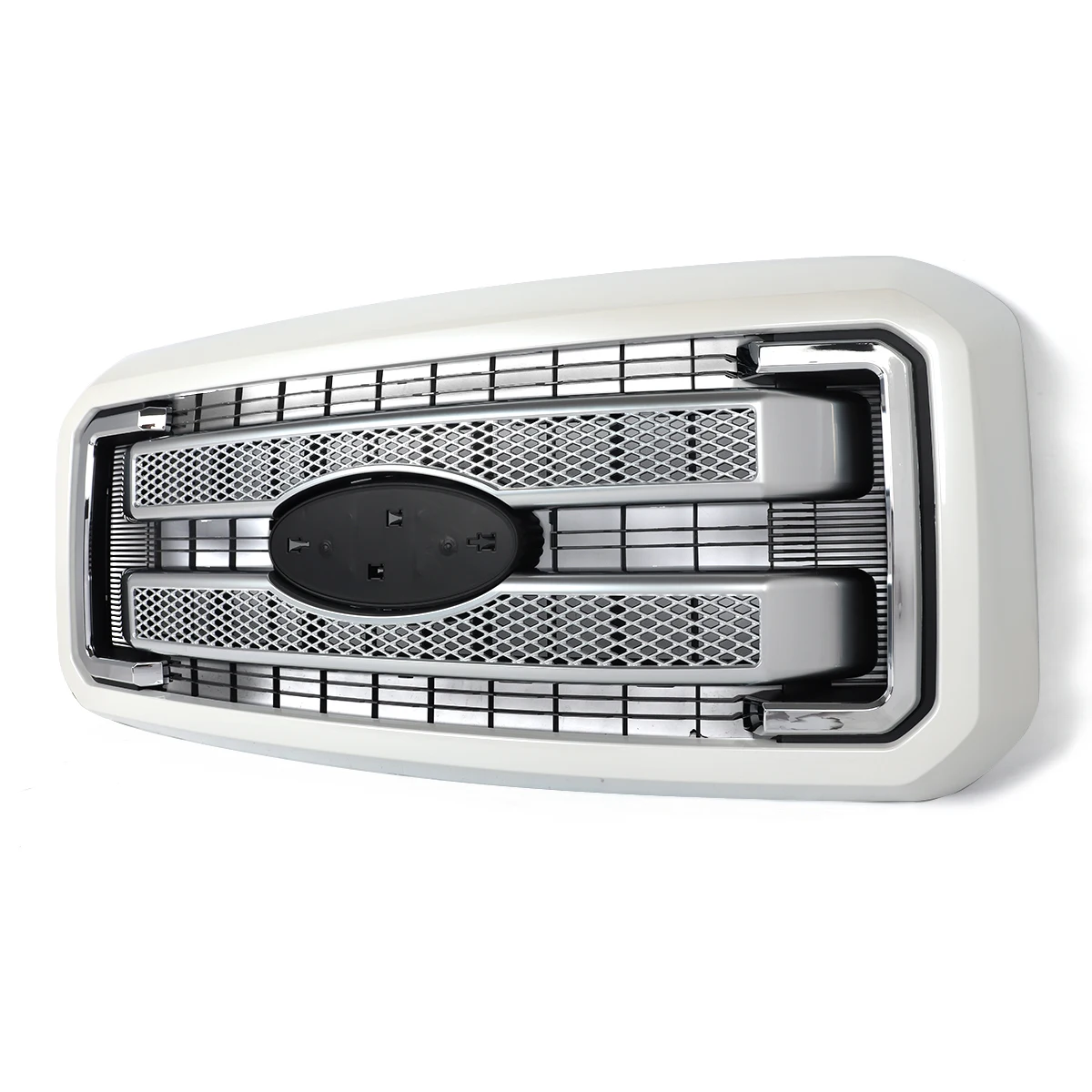 شواية معالجة من البلاتين الأبيض UG لشبكة السباق العلوية Ford F250 F350 F450 F550 Super Duty 2011-2016 المصد الأمامي العلوي