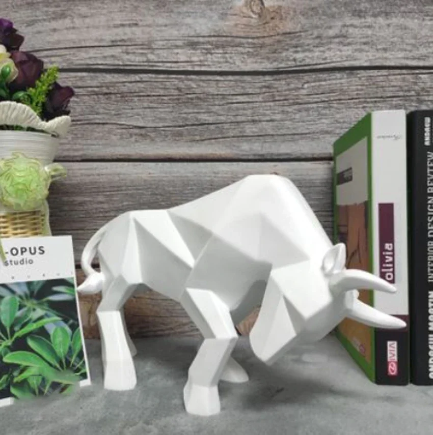 Nordic Moderne Einfache Harz Bull Ornamente Kreative Hause Dekoration Handwerk Innen Studie Büro Kuh Statue Tier Figur – Detail 5