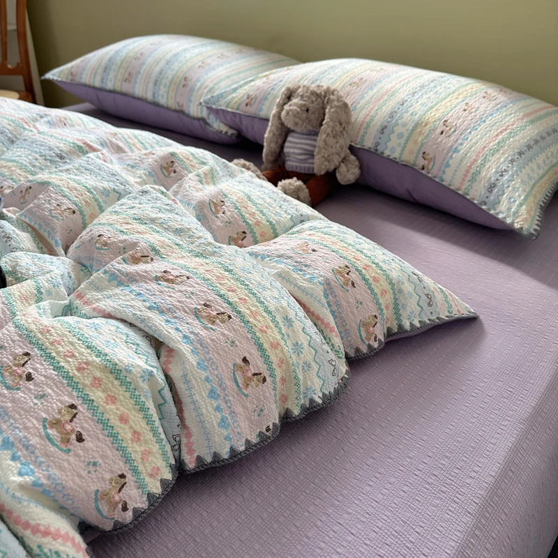Doona cover sets with bed linen pillowcase Luxury polka dot 4pcs full bedding set Leopard quilt cover 240×220 single double