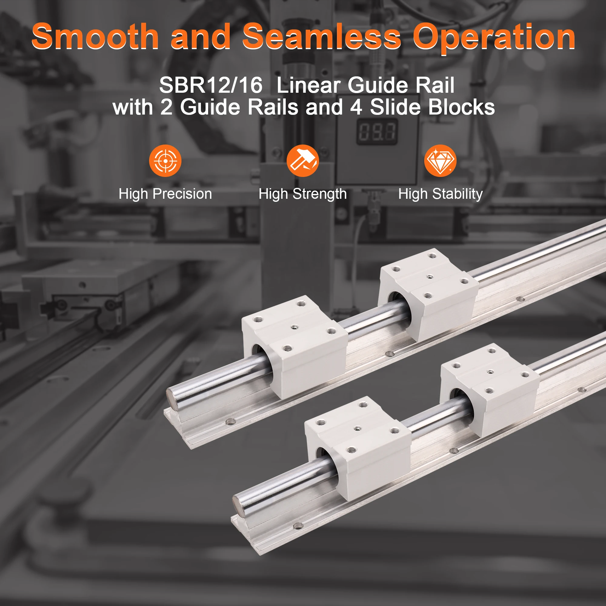2set Linear Rail SBR10 300 350 400 450 500 550 600 700 800 900 1000mm 2pcs Linear Guide SBR10 + 4pcs SBR10UU Blocks for CNC