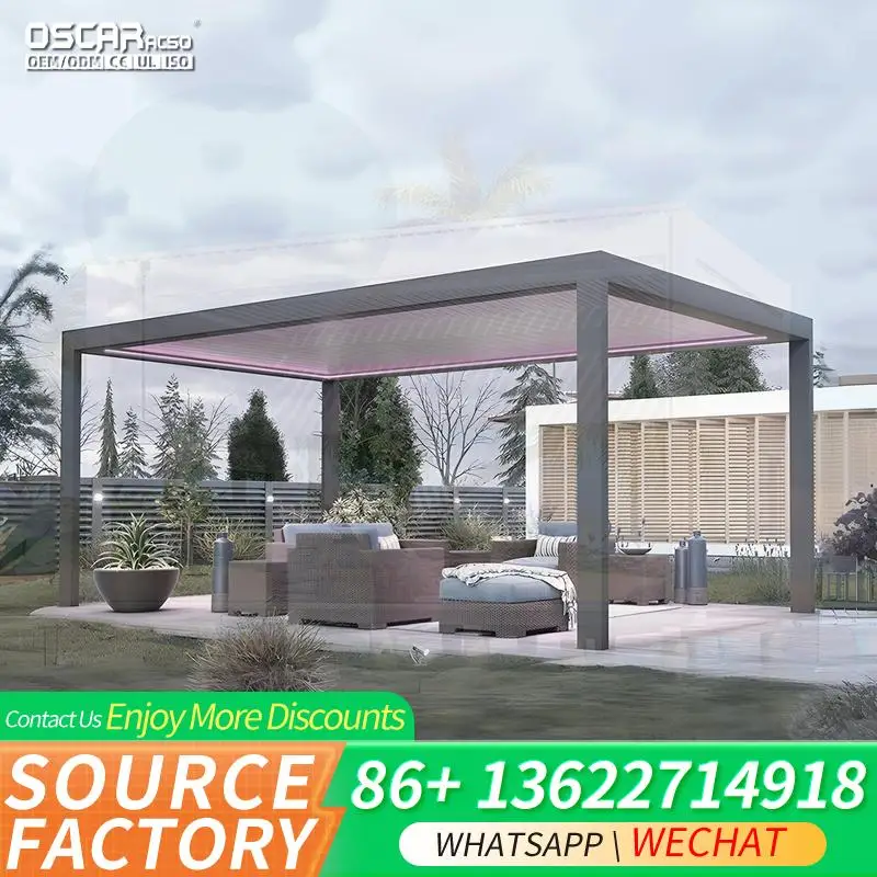 High Quality Motorized Louver Pergola With Sun Shade Waterproof for Garden Patio Backyard Outdoor pergolas