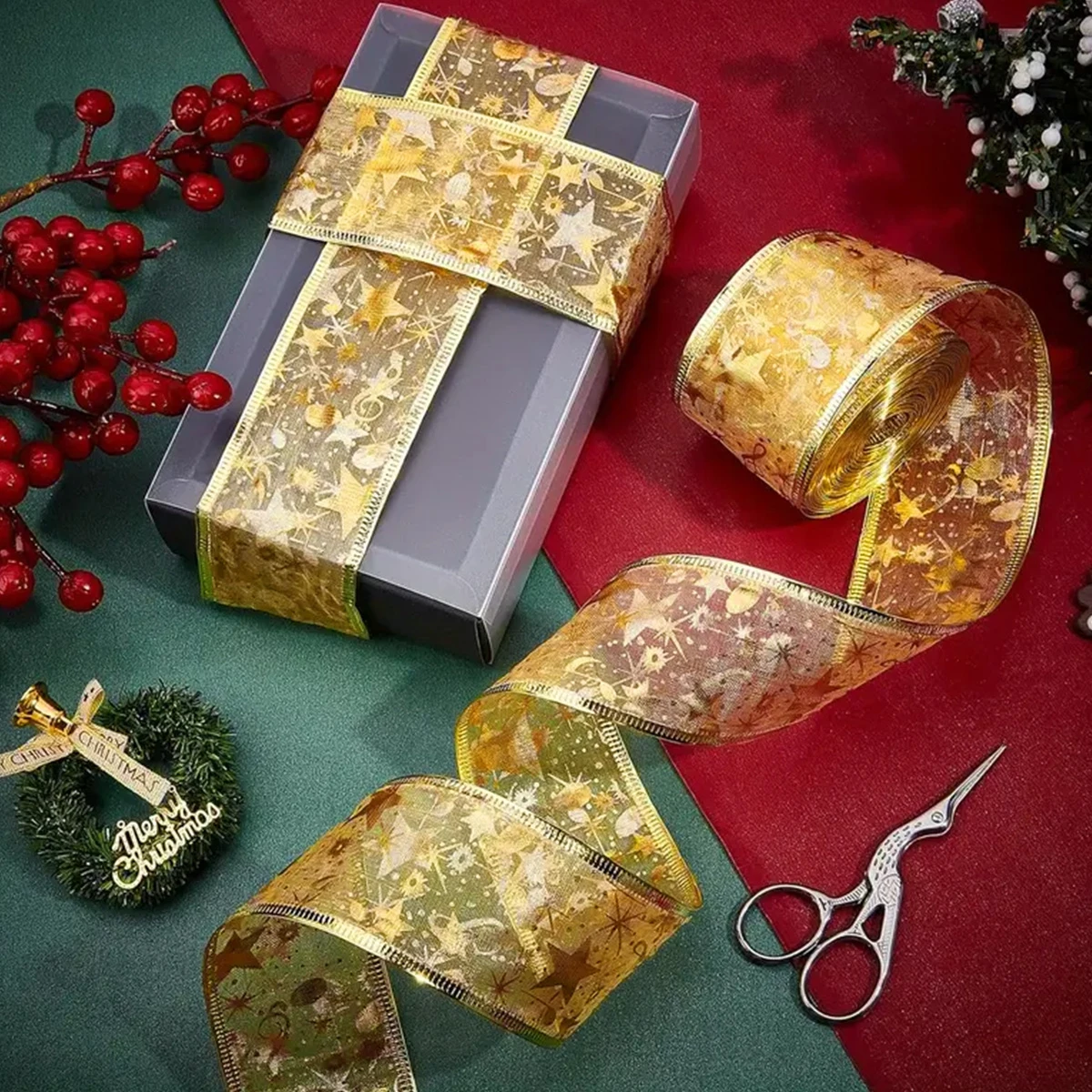 

Christmas Ribbon Fairy Light Christmas Decoration DIY Bows String Light Tree Ornaments For Home 2024 Xmas Decor New Year Navidad