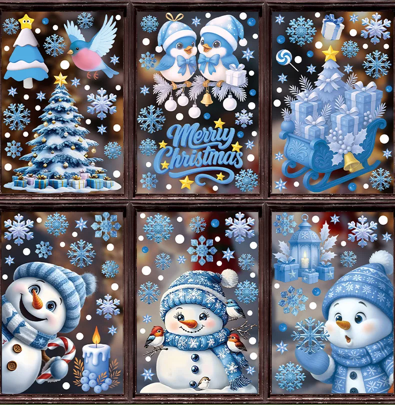 Blue Christmas Window Clings-S - Snowflake Window Decal recension och pris