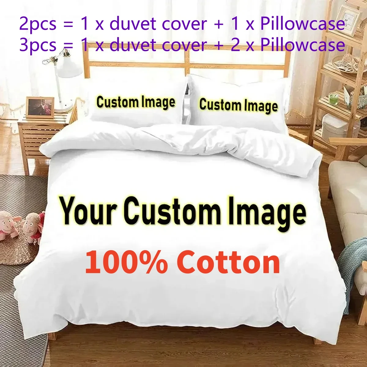 

Custom Cotton Bedding Set Interesting Creative Customized Duvet Cover With 1/2 Pillowcase Twin Full Queen King Size Dropshipping