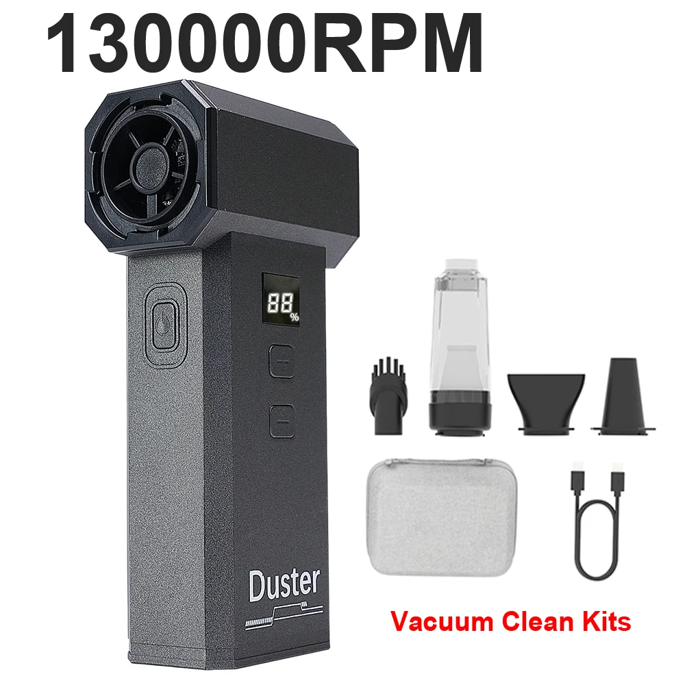 130000RPM Electric Air Blower Turbo jet fan with Vacuum Clean Kits Powerful Blow and Suction Air Duster Portable Turbo Fan