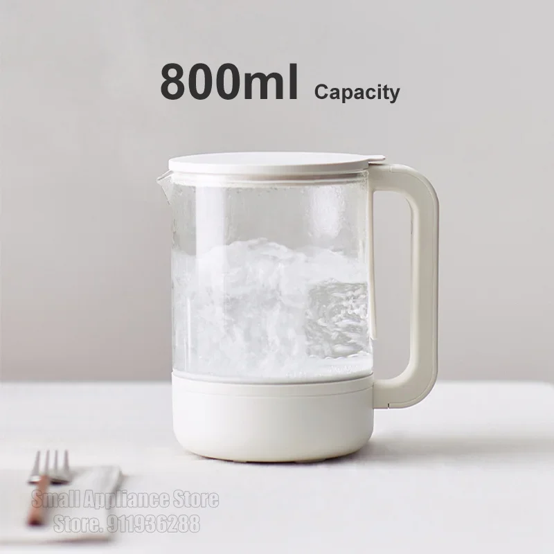 Olayks 0.8L Electric Kettle Compact Insulated Kettle Ceramic Glaze Base Home Tea Kettle Digital Display Kitchen Appliance