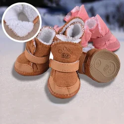 Chaussures pour animaux de compagnie pour chiens, bottes de freins chaudes pour la pluie et la neige, baskets de marche pour chiots, accessoires pour chiens, 4 pièces