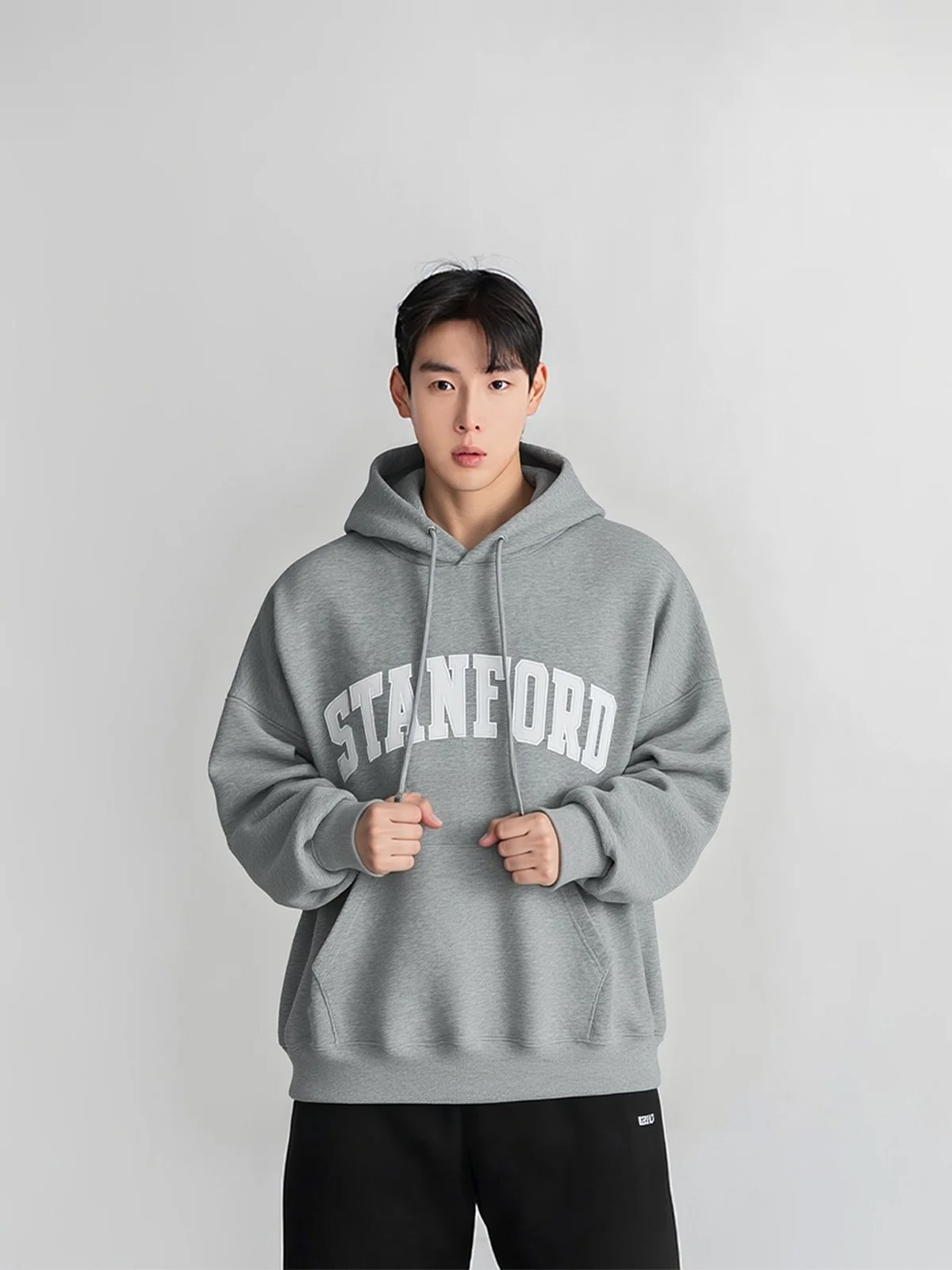 

Мужская толстовка с капюшоном в американском стиле, плотная, серая, свободного кроя, на осень-зиму, с вышитыми надписями